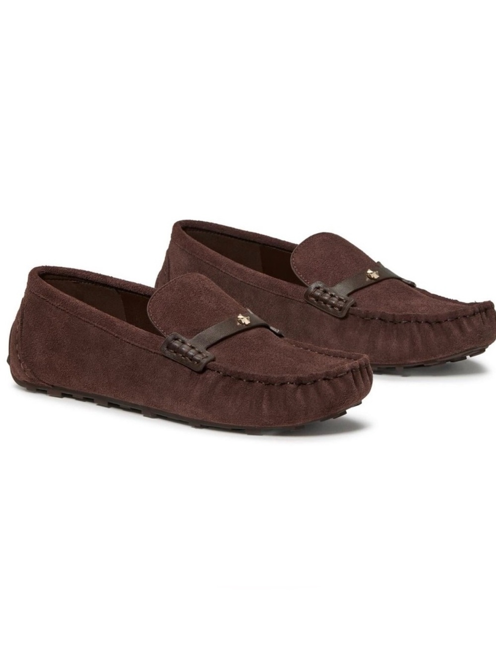 kate spade Flower Stud Moccasin in Hot Fudge NIB